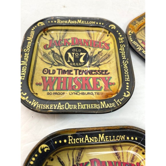 Jack Daniels No. 7 Whiskey Metal Costers Set Of 4, Vtg. Barware - Picture 5 of 10